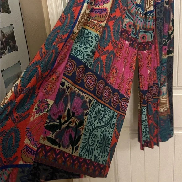 NATURAL LIFE M Patchwork palazzo pants in Teal, Pink & Brown - Picture 6 of 6